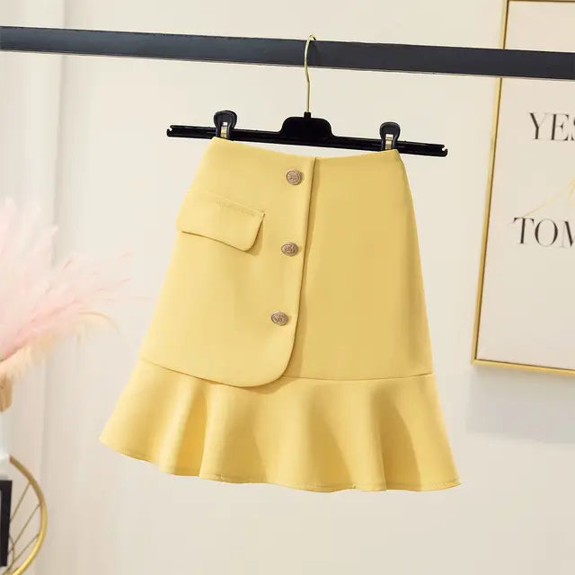 Skirts Women Summer Ruffles Design A-line Solid Empire Streetwear Simple 3-colors All-match Basic Mini §À§ҧܧÑ §¨§֧ߧã§ܧѧñ Chic Female