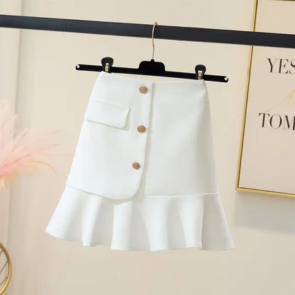 Skirts Women Summer Ruffles Design A-line Solid Empire Streetwear Simple 3-colors All-match Basic Mini §À§ҧܧÑ §¨§֧ߧã§ܧѧñ Chic Female