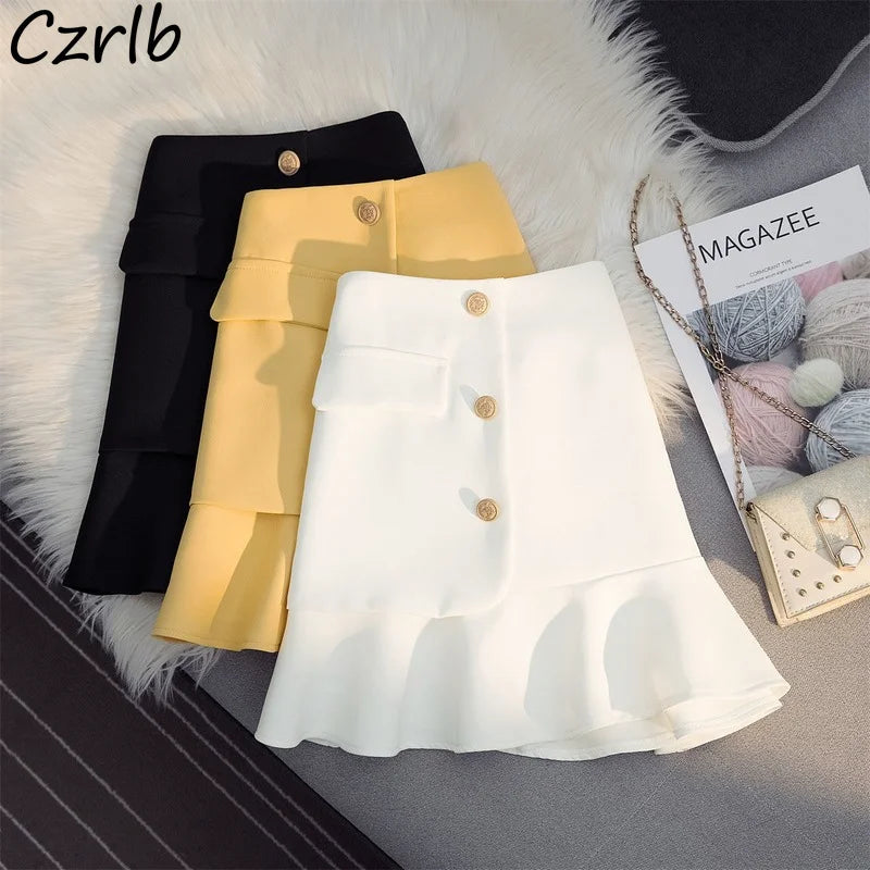 Skirts Women Summer Ruffles Design A-line Solid Empire Streetwear Simple 3-colors All-match Basic Mini §À§ҧܧÑ §¨§֧ߧã§ܧѧñ Chic Female
